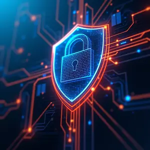 Digital Transformation with cyber security symbolism.